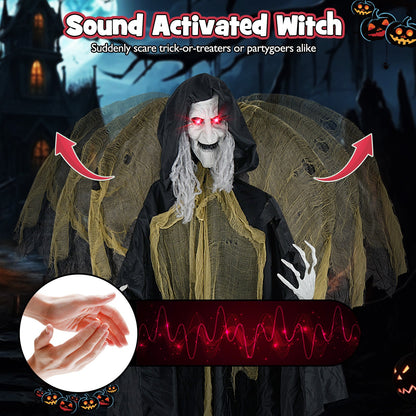 8.2 ft Animatronic Witch with Lighted Eyes