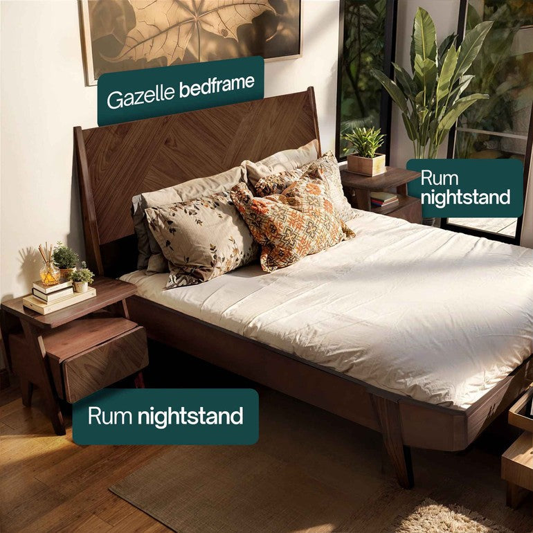 Rorns Rum Nightstand with Drawer - 2 Colors
