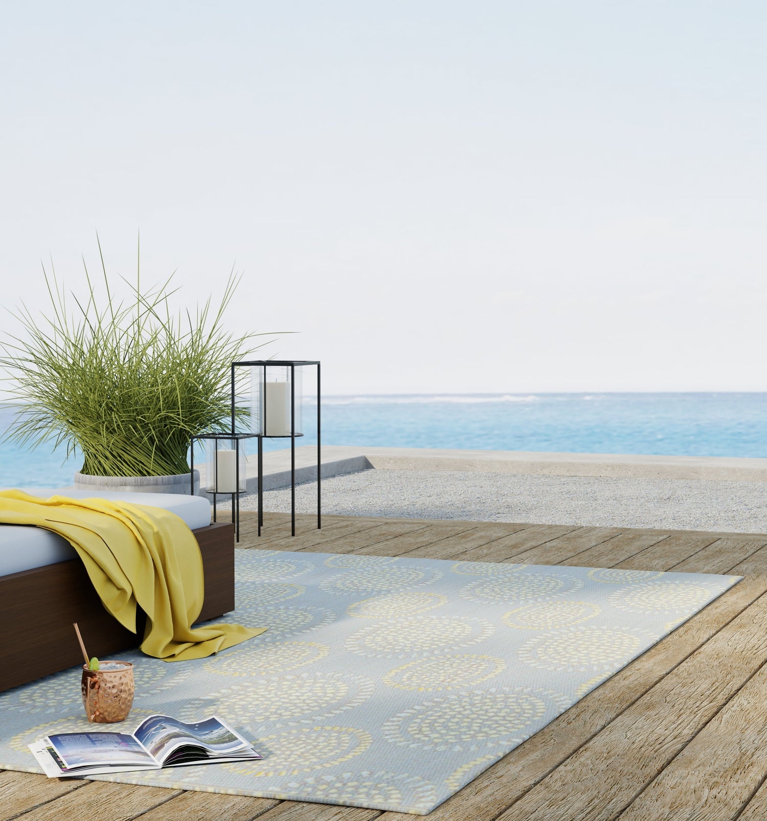 Molly Grey &amp; Yellow Outdoor Mat