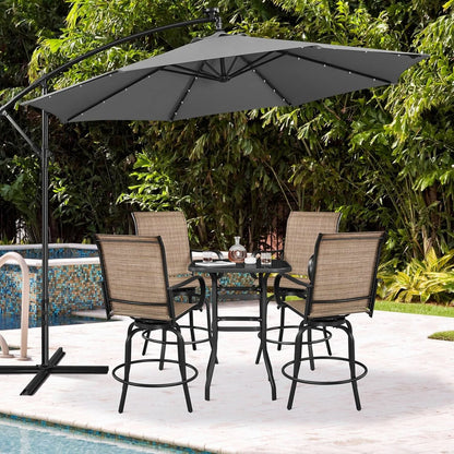 Outdoor Swivel Barstools - 4 Piece Set, Tan