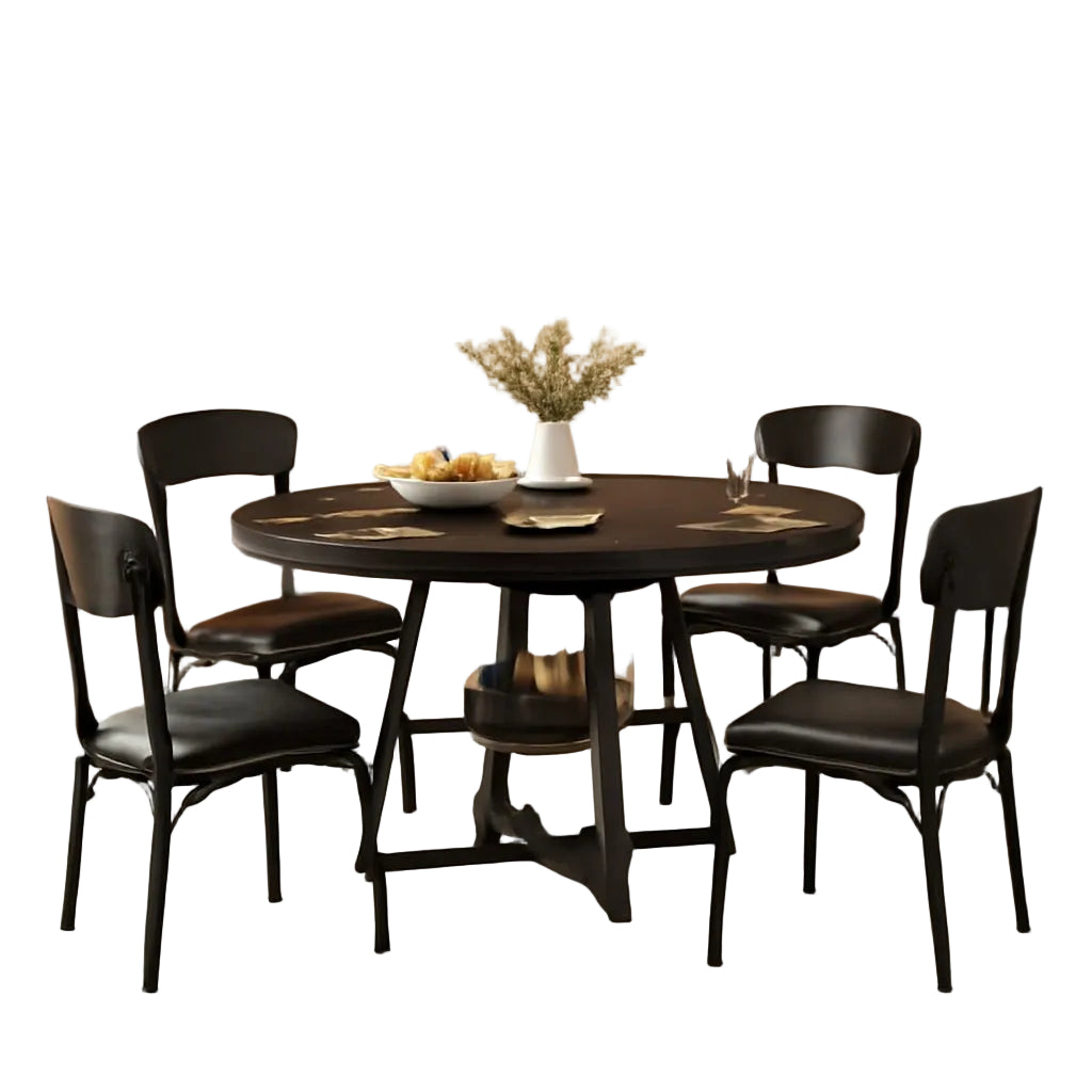 Round Dining Set - 5 pc, Black