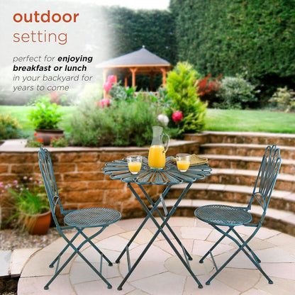 3 Piece Peacock Blue Bistro Set