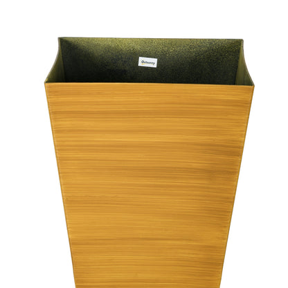 Set of 3 Outdoor Planters in Faux Wood Finish