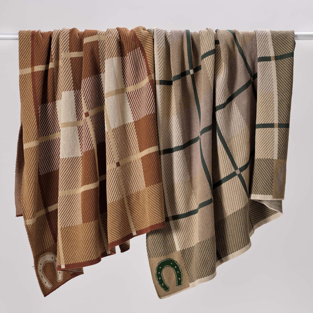 Equestrian Barn Plaid - Cotton Sustainable Knit Stripe Throw Blanket