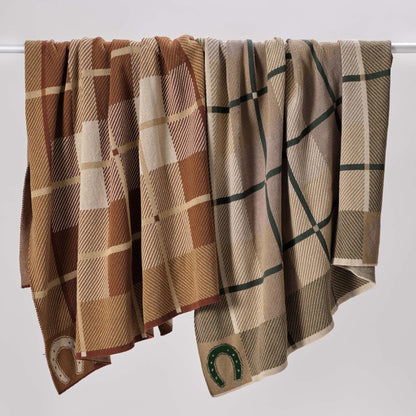 Equestrian Barn Plaid - Cotton Sustainable Knit Stripe Throw Blanket