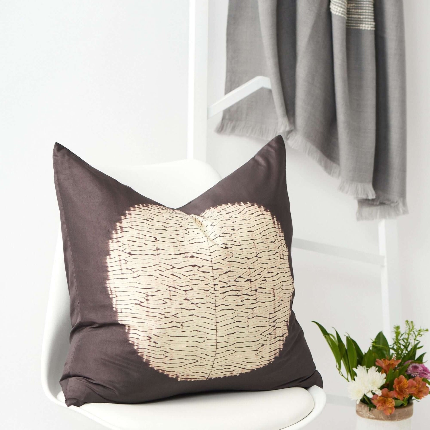 Shunya Handcrafted Shibori Print Mulberry Silk Pillow
