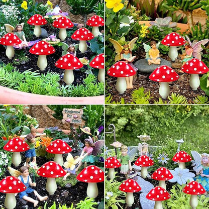 8-Pack Red Mushroom Solar Garden Lights