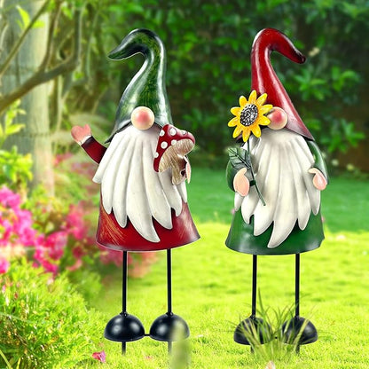 Metal Outdoor Gnomes Garden Statues - 18 Inch