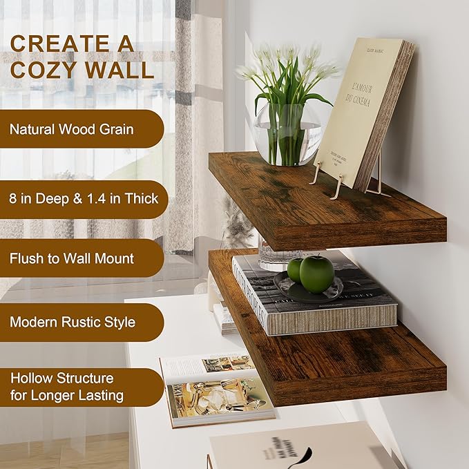 Set of 2 Rustic Floating Shelves - 36"