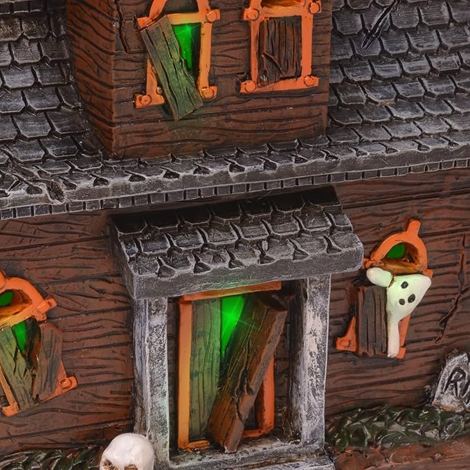 Mark Feldstein &amp; Associates Spooky Halloween Village - Color-Changing Pre-Lit 3 Pc Set