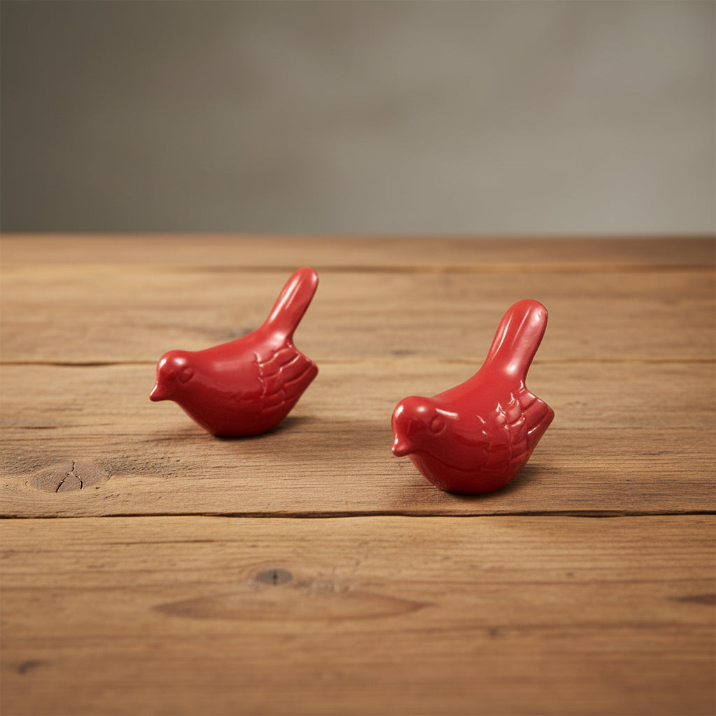 Birds of Health and Happiness in Red - Set of 2
