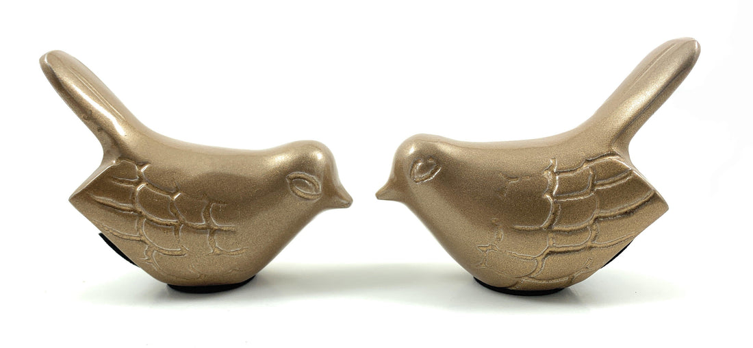 Birds of Health and Happiness in Gold Finish - Set of 2