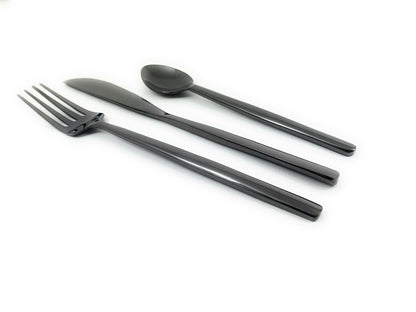 Stainless Steel Flatware 18 PC Set in Black - Knives, Forks, Teaspoons