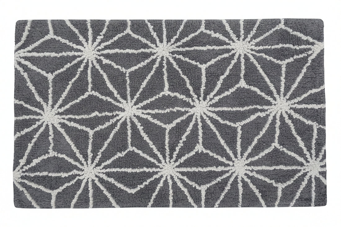 Geometric Star Bath Rug - Dark Grey