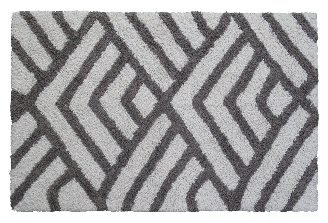 Geometric Bath Rug - Grey/Ivory