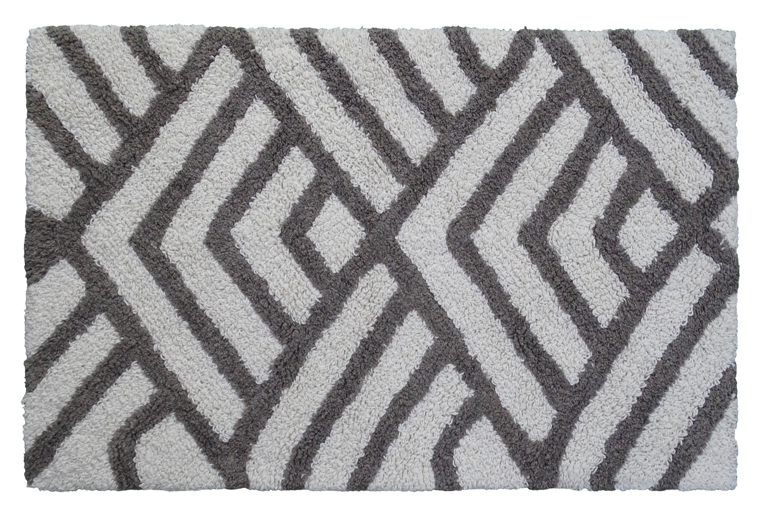 Geometric Bath Rug - Grey/Ivory