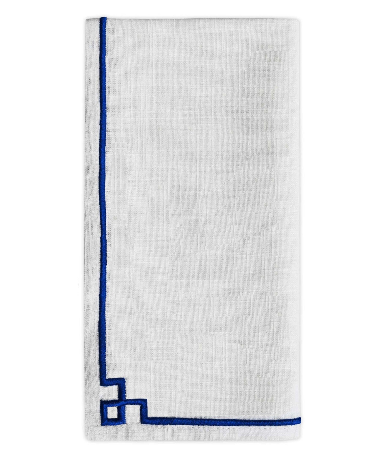 Set of 4 Cloth Napkins with Blue Embroidery