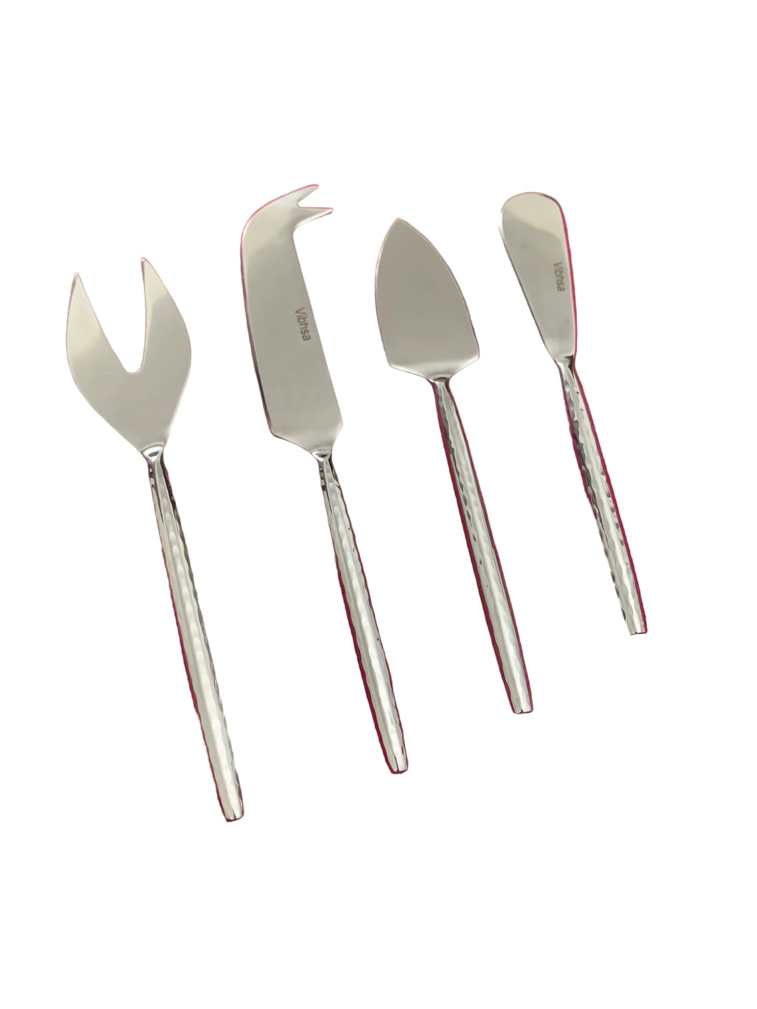 Set of 4 Hand Forged Stainless Steel Cheese Knives - Silver Finish