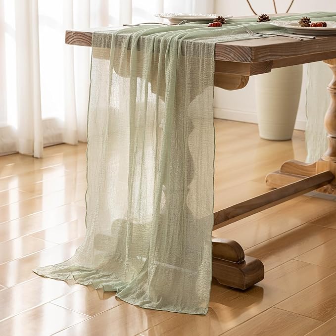 Sage Green Cheesecloth Table Runner - 120"