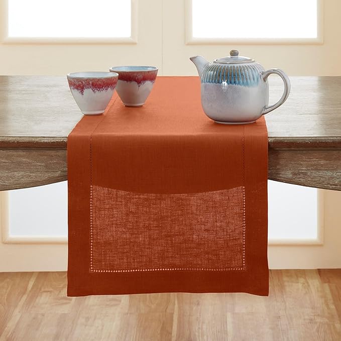100% Pure Linen Small Table Runner in Cinnamon - 14 x 60 Inch