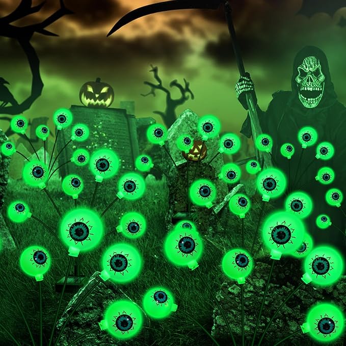 Set of 4 24-light LED Spooky Eyeball Lights - Outdoor/Waterproof