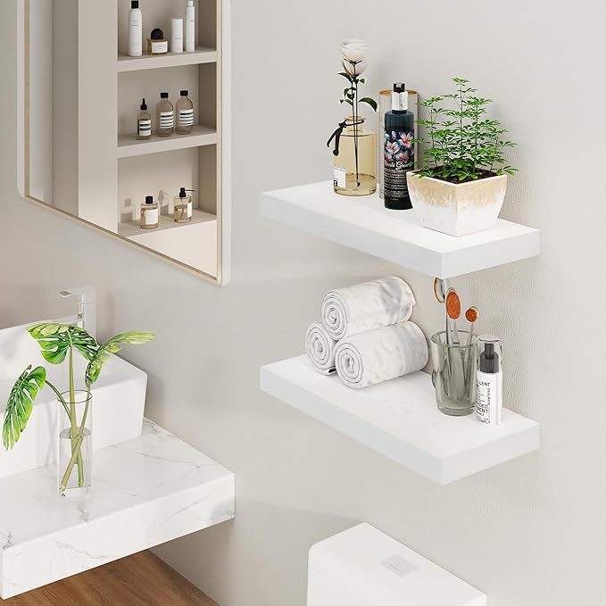 24" Floating Shelves, Set of 2 - White