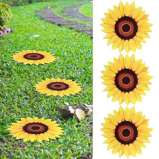 Set of 3 Sunflower Iron Pavers - 12-Inch