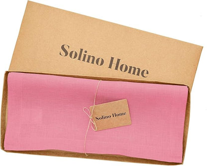 100% Pure Linen Table Runner 14 x 120 Inch - Pink Carnation