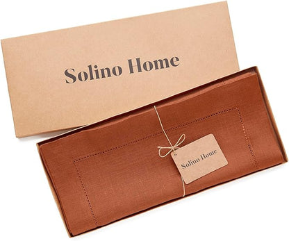 100% Pure Linen Small Table Runner in Cinnamon - 14 x 60 Inch
