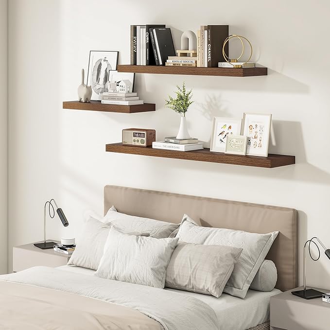 55" Wide Floating Shelves - Heavy Duty Walnut