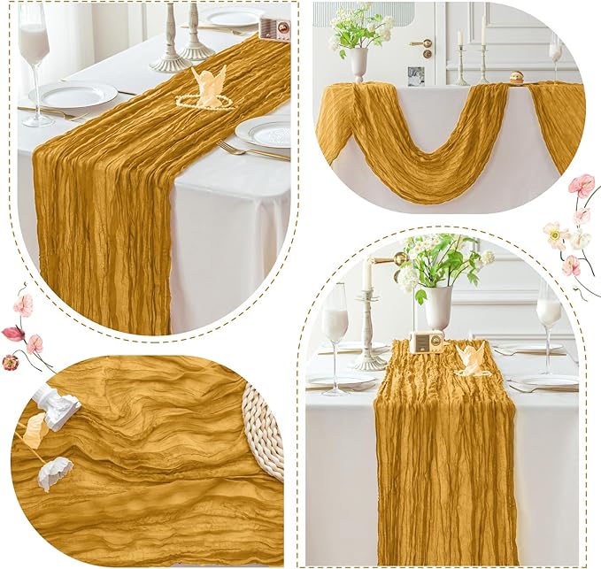 Gauze Table Runner - 10 ft Honey