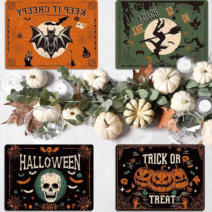 Set of 6 Washable Vinyl Gothic Halloween Placemats