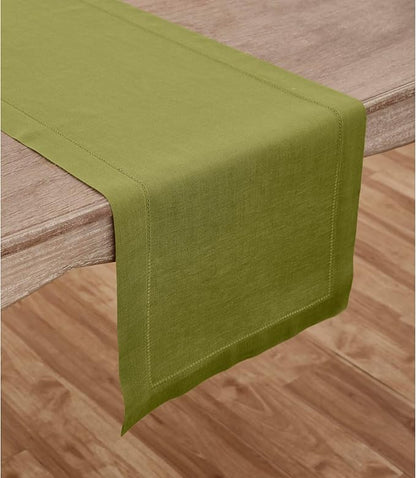100% Pure Linen Table Runner - 14 x 60 Inch, Fern Frond Green