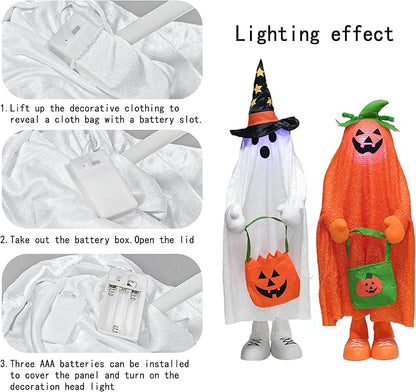 32" Light up Halloween Trick or Treater Indoor and Outdoor Decoration - Pumpkin