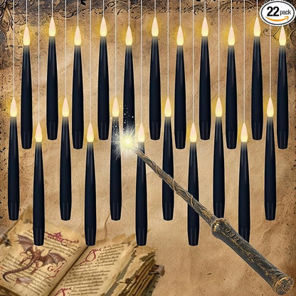 Set of 22 Battery Operated Flameless Floating Candles - Black