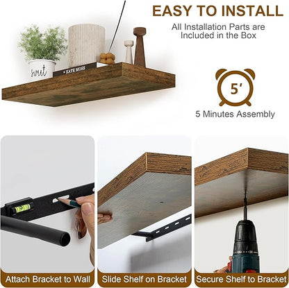 Set of 2 Rustic Floating Shelves - 36"