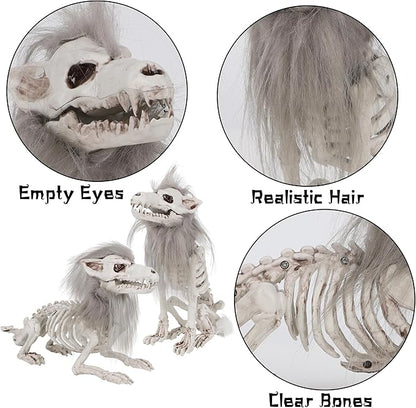 Set of 2 Halloween Wolf Skeleton Decorations - Indoor/Outdoor