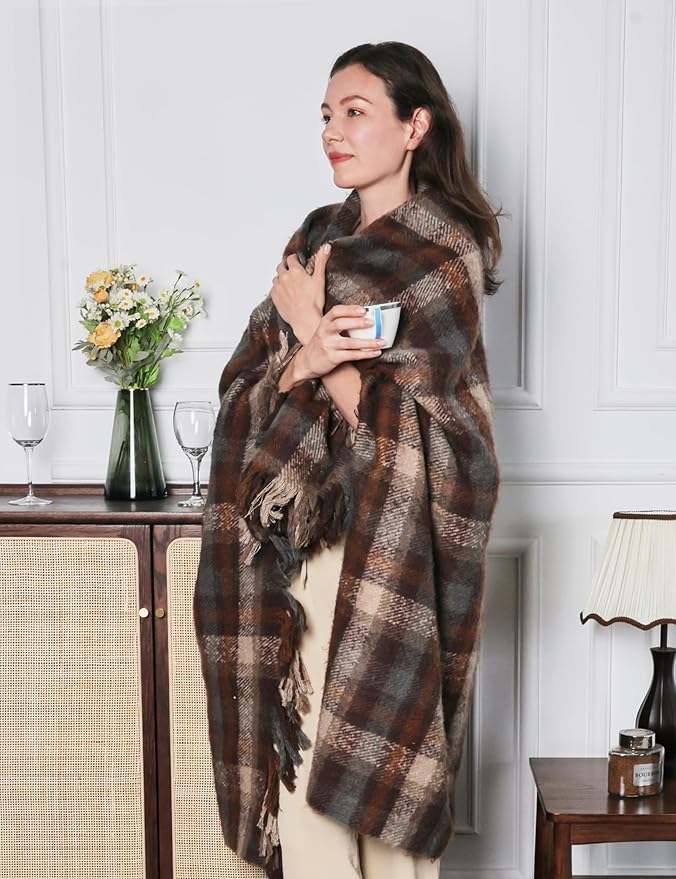 Brown Plaid Cozy Throw Blanket - 50" x 60"