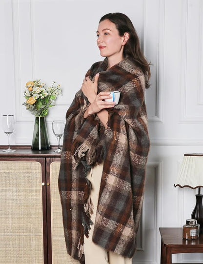 Brown Plaid Cozy Throw Blanket - 50" x 60"