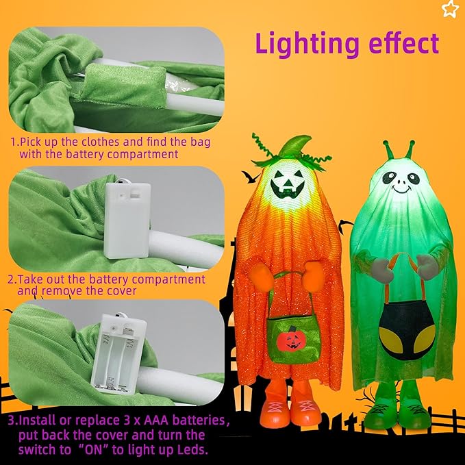 32" Light up Trick or Treater - Green Alien