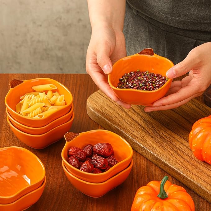 Set of 8 Ceramic Pumpkin Bowls