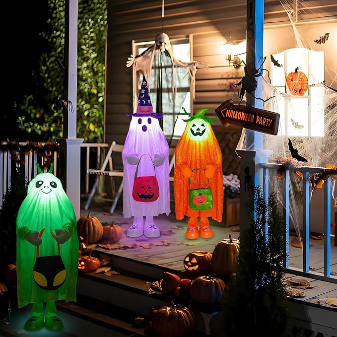 32" Light up Trick or Treater - Green Alien