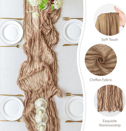 Gauze Table Runner - 10ft Tuscan Tan