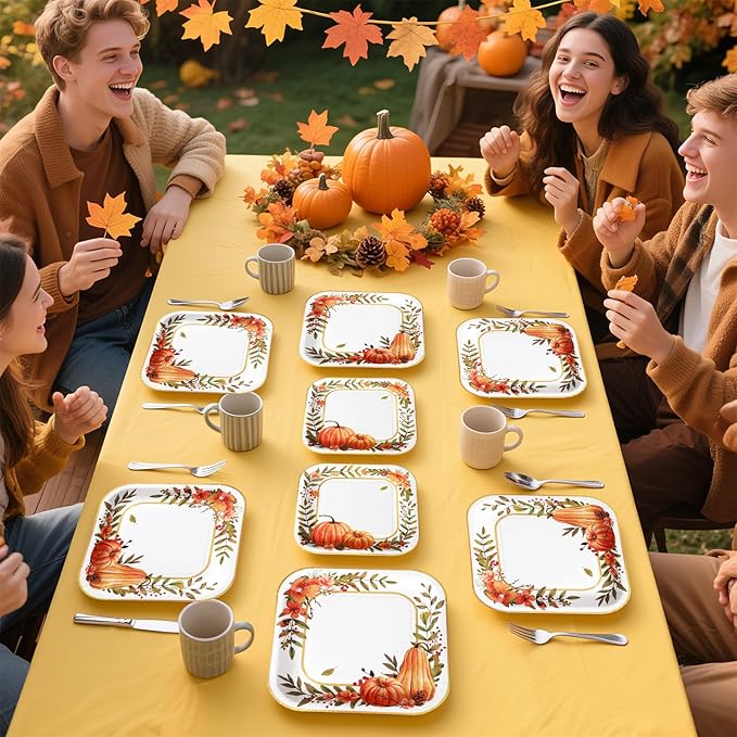 Fall Party Supplies - Disposable Plates &amp; Napkins for 50 Guests
