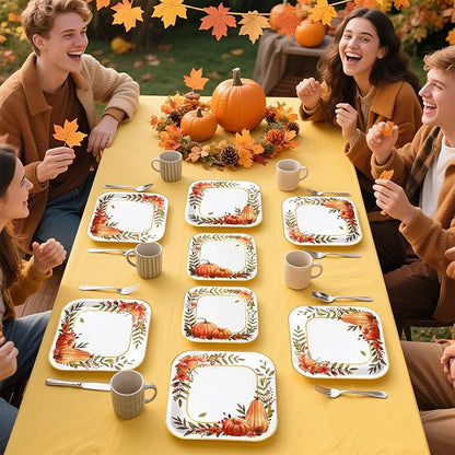 Fall Party Supplies - Disposable Plates &amp; Napkins for 50 Guests