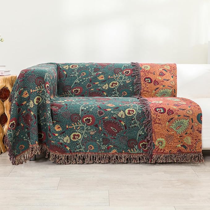 100% Cotton Soft Breathable Reversible Blanket - 80" x 90"