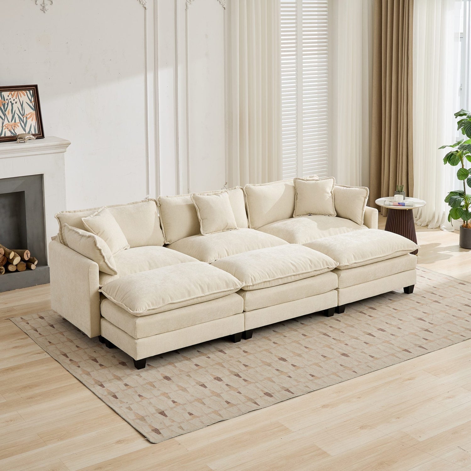Cloud 3 Seat Sofa in Beige Chenille