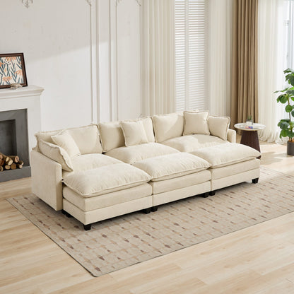 Cloud 3 Seat Sofa in Beige Chenille