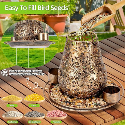 Solar Bird Feeder - Bronze Mushroom