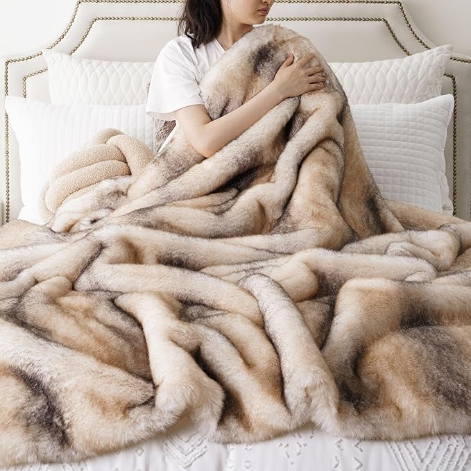 Cozy Faux Mink Fur Throw Blanket - 50 x 60